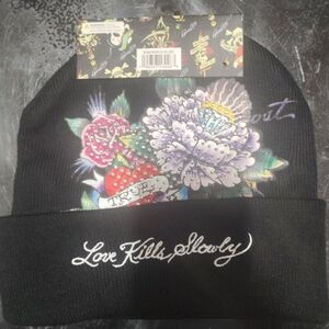Ed Hardy Black Beanie‎ with Colorful Tattoo Design
